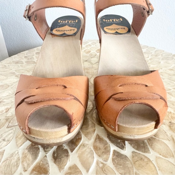 Swedish Hasbeens Toffel Women's Tan Leather Peep Toe Sandals Size 36 - Picture 9 of 15
